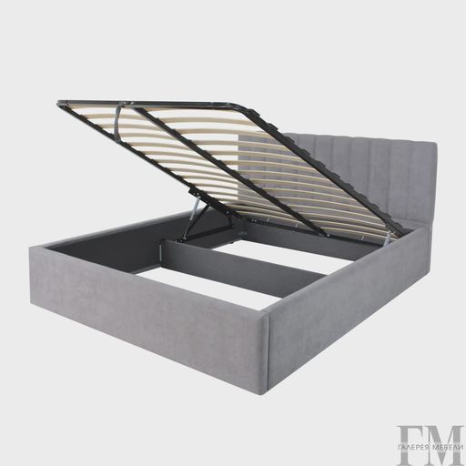 Кровать с подъемным механизмом «Регги», серая